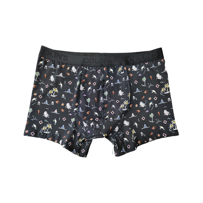 Men's Printed Boxer Trousers With Ribbed Stitching